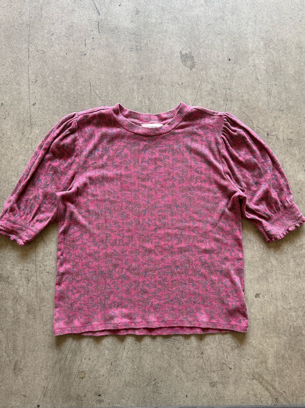 Lucky Brand - Paisley Puff Sleeve - (M) Pink Floral Knit Top